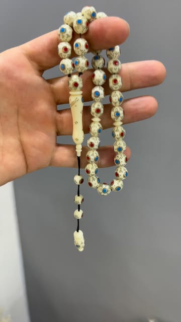 تسبیح استخوان شتر مين کاری شده